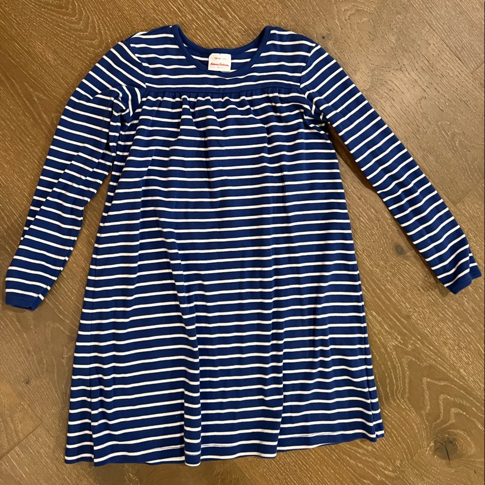 Hanna Andersson Long Sleeve Navy Stripe Dress